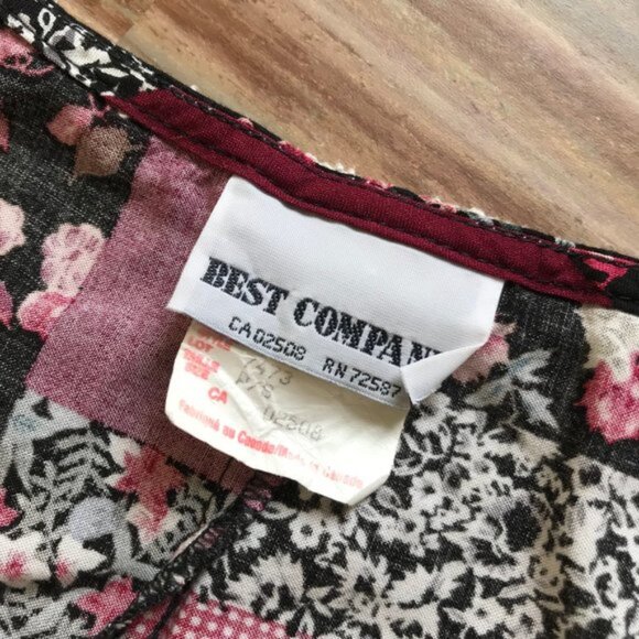 Babydoll Tunic Top Calico Floral Patchwork Print Blouse Vintage 90s Best Company - Picture 4 of 6